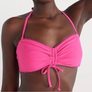 No Boundaries Junior's Ruched Bandeau Radiant Fuchsia Pink Medium Bikini Top